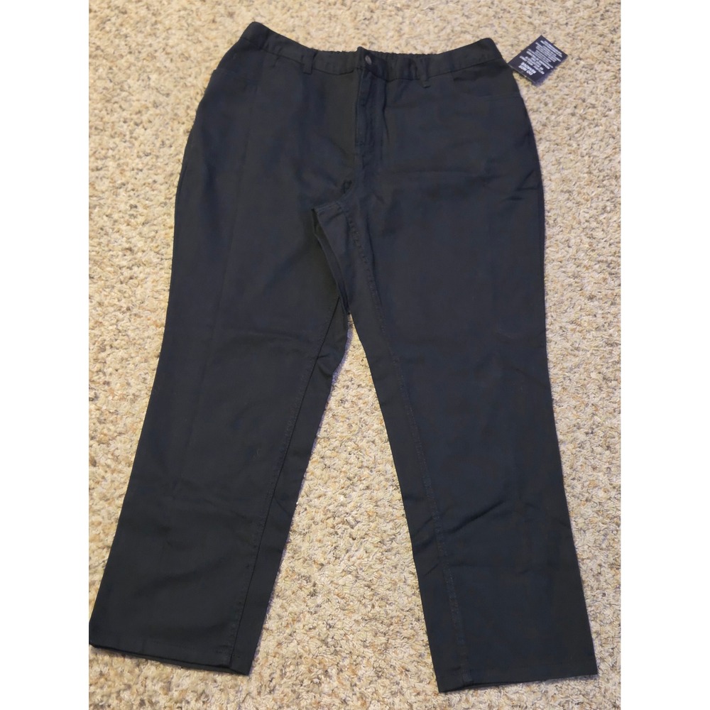 NWT Woman Within Elastic Back Straight Leg Pants Women's Size‎ 20W Black